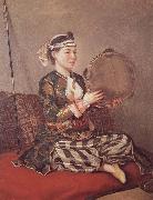 Jean-Etienne Liotard Girl in Turkish Costume with Tambourine Spain oil painting artist